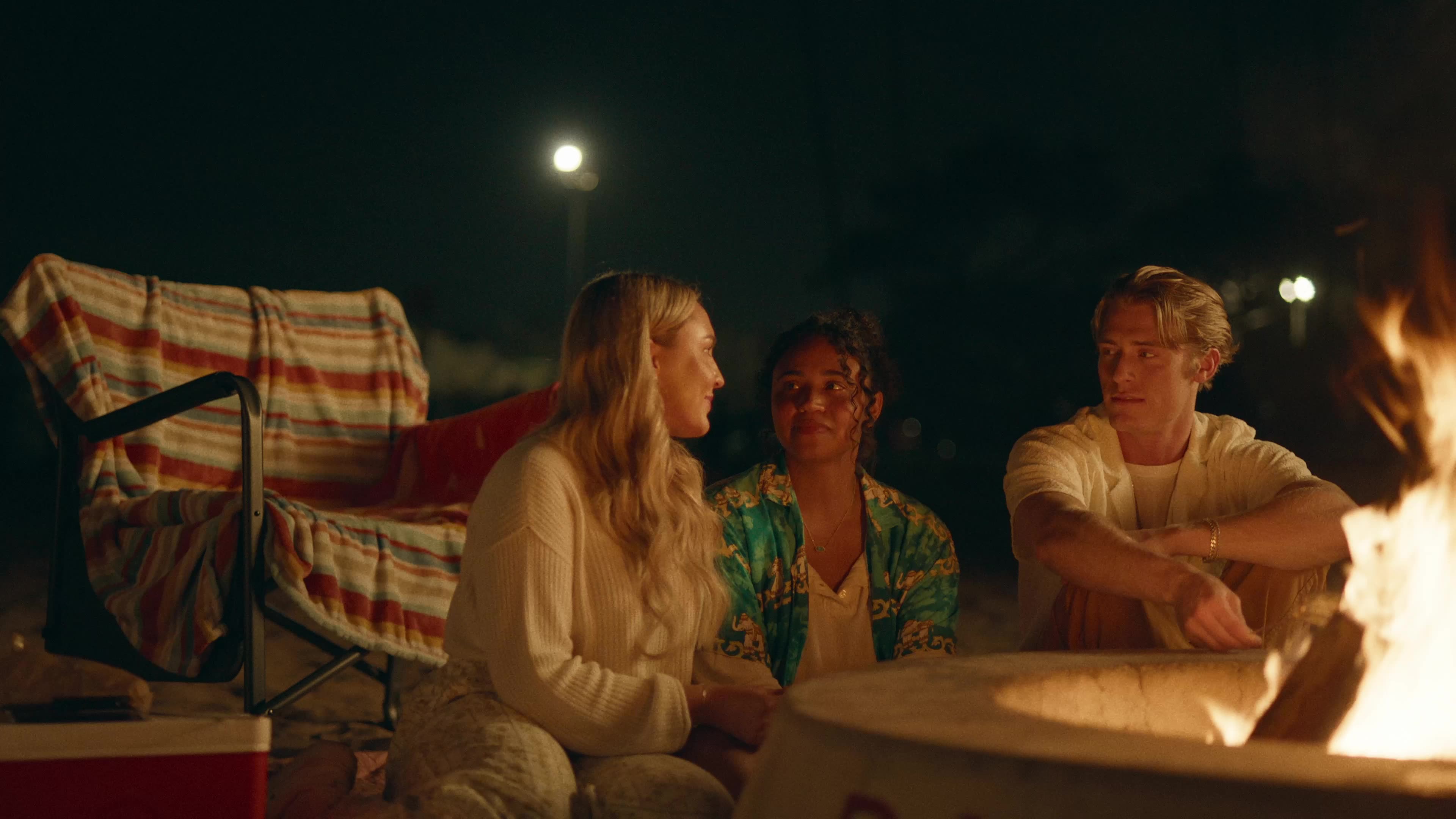 Three friends by the fire